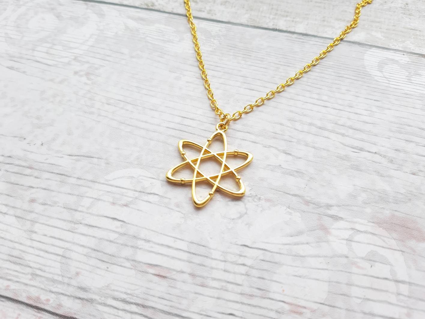 atom necklace, science jewellery, chemistry jewelry, geeky present, graduation gift, molecule necklace, physics necklace, electron charm