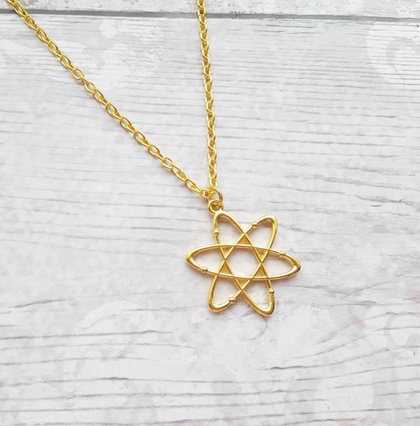 atom necklace, science jewellery, chemistry jewelry, geeky present, graduation gift, molecule necklace, physics necklace, electron charm