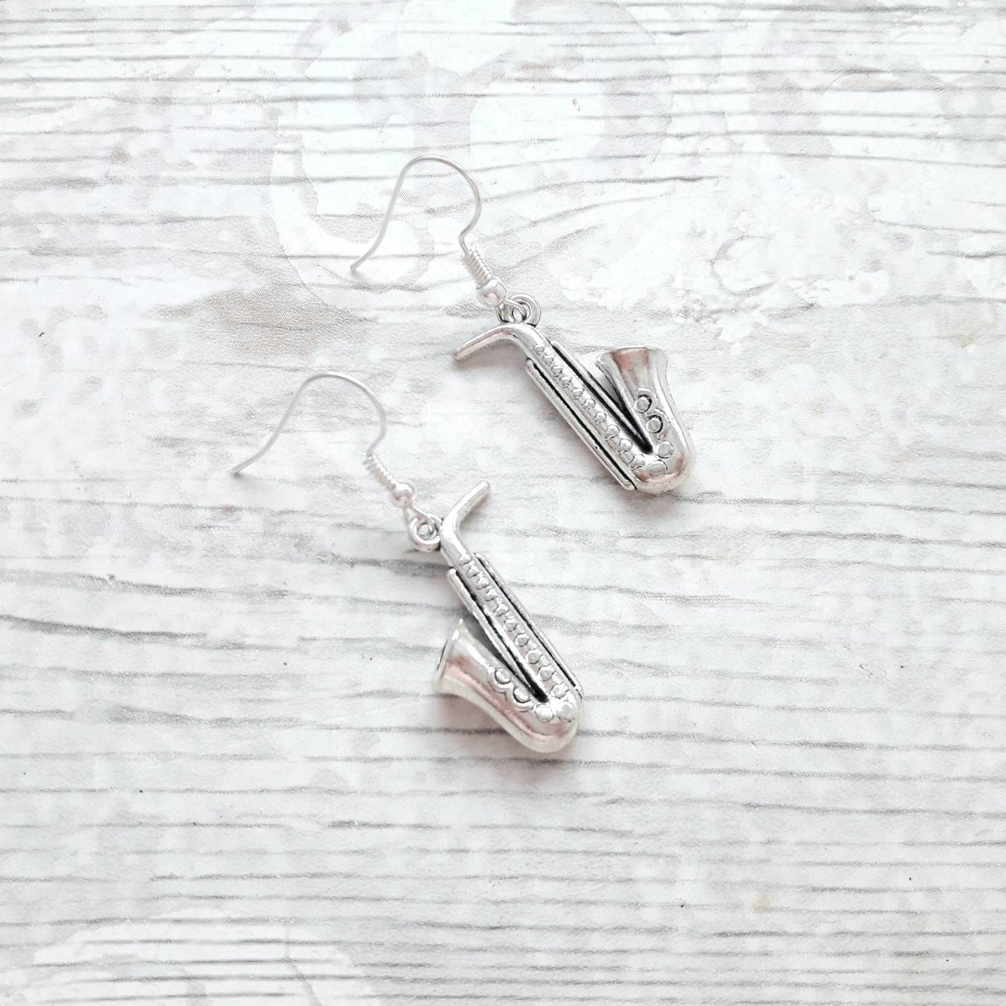 Saxophone earrings, musical instrument necklace, marching band jewellery, jazz band jewelry, music teacher gift, present for kids