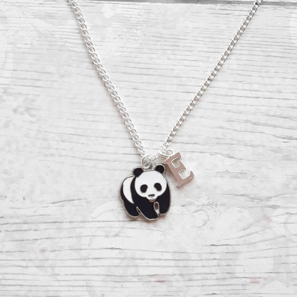 panda necklace, personalised jewellery, personalized initial jewelry, animal necklace, cute bear gift, panda lover present, mothers day