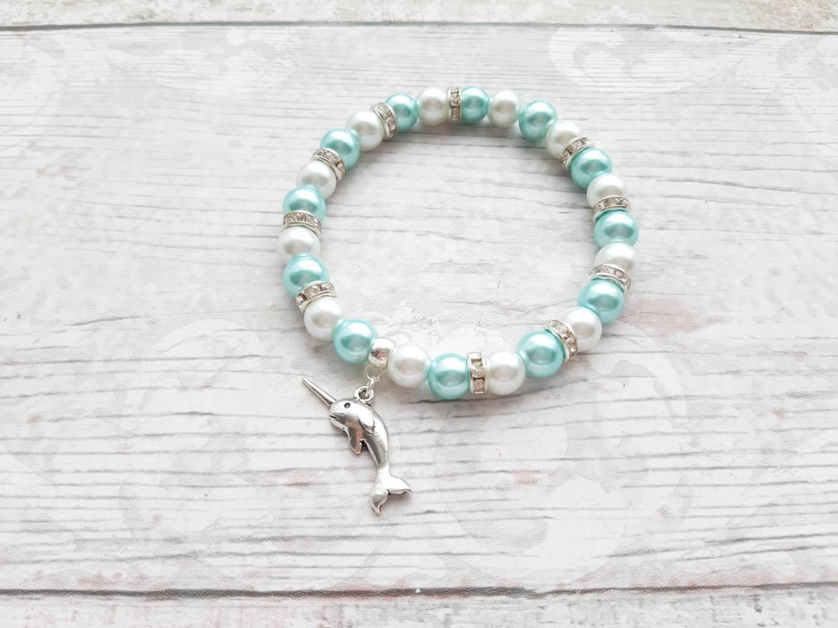 narwhal bracelet, whale jewellery, nautical jewelry, ocean lover gift, animal fan present, gifts for girls, unicorn of the sea bracelet