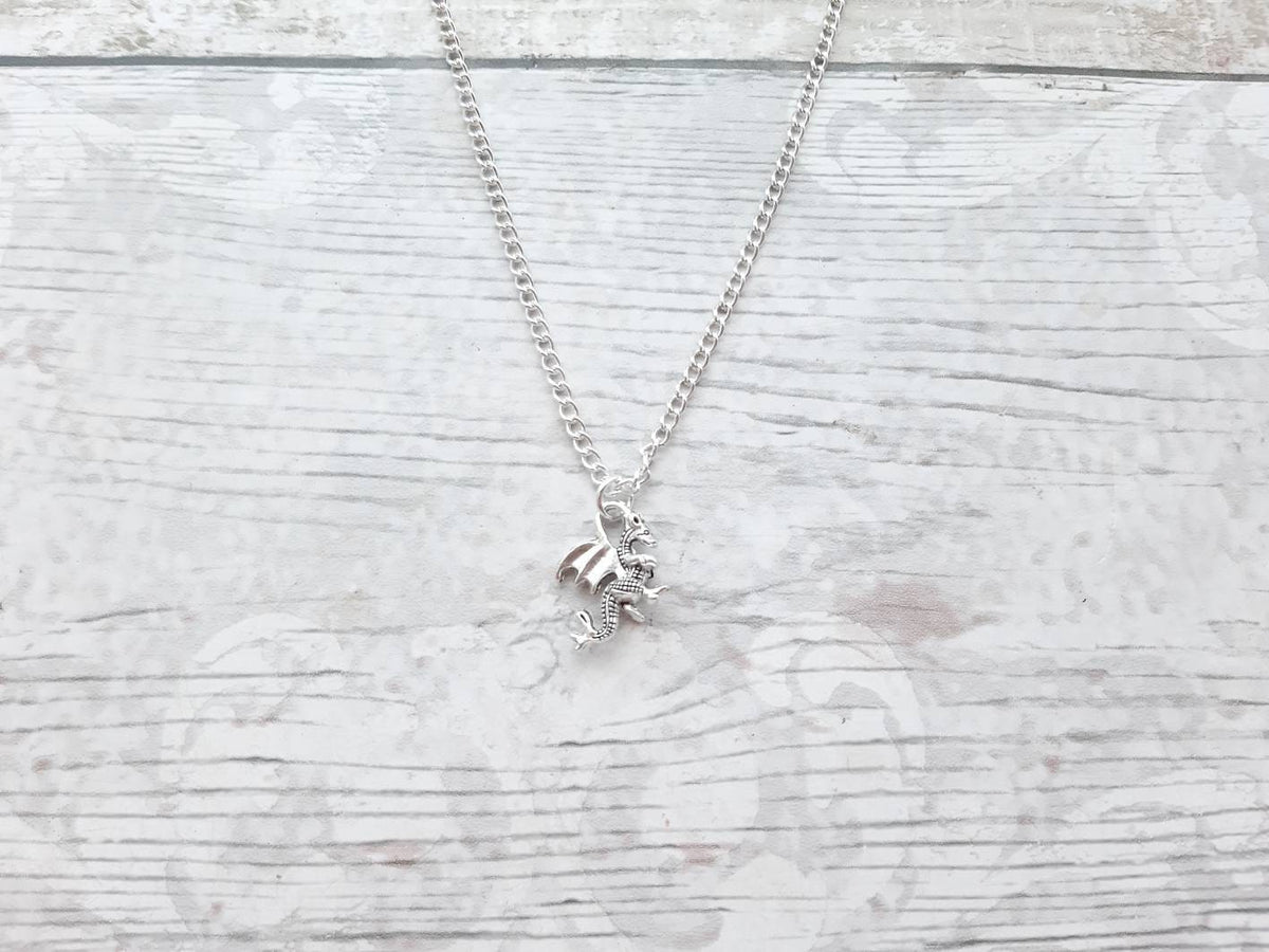 Dragon necklace, fantasy jewellery, initial necklace, medievial jewelry, dragon lover, viking necklace, gothic present, Celtic gift