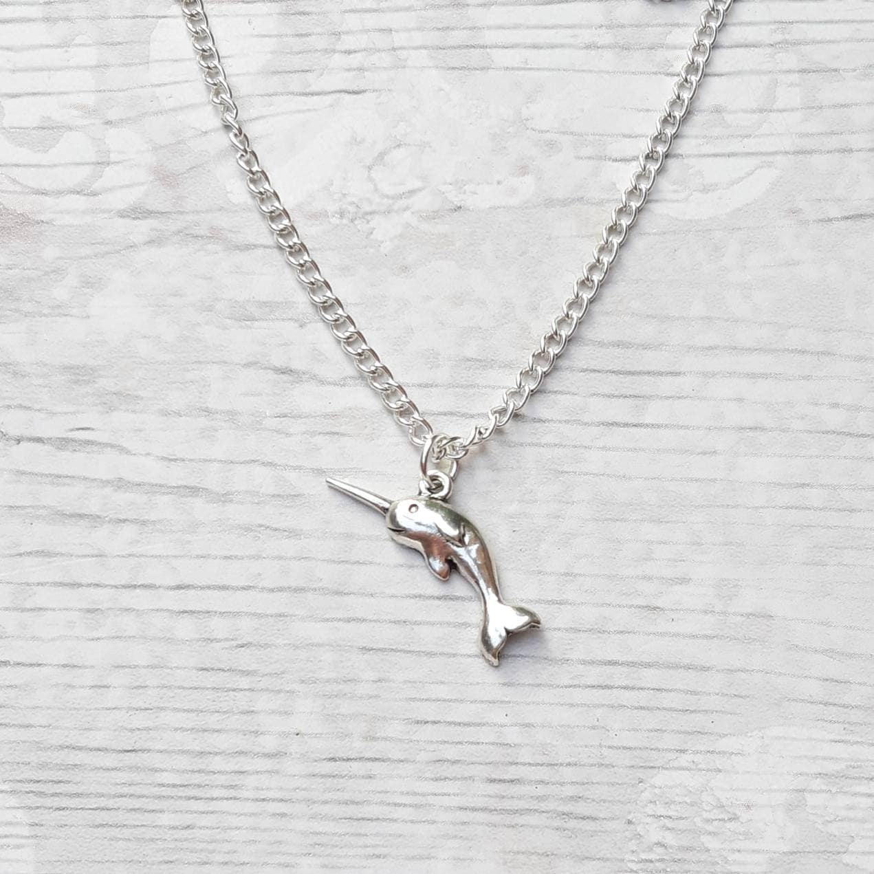 Narwhal necklace, whale jewellery, personalised initial necklace, nautical jewelry, unicorn of the sea jewellery, gifts for girls