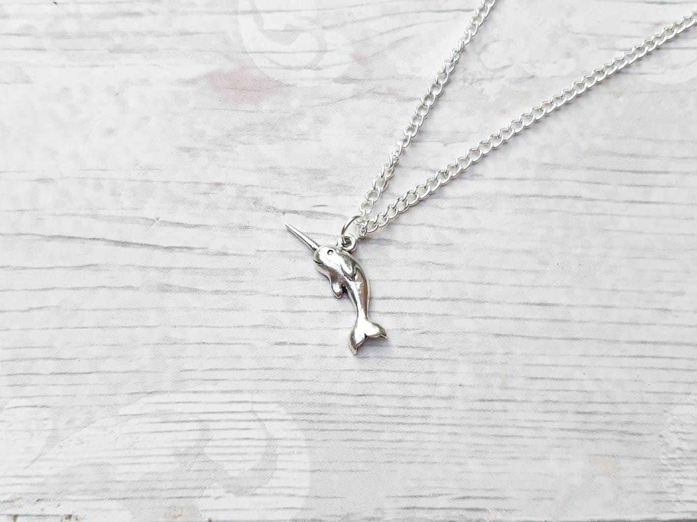 Narwhal necklace, whale jewellery, personalised initial necklace, nautical jewelry, unicorn of the sea jewellery, gifts for girls