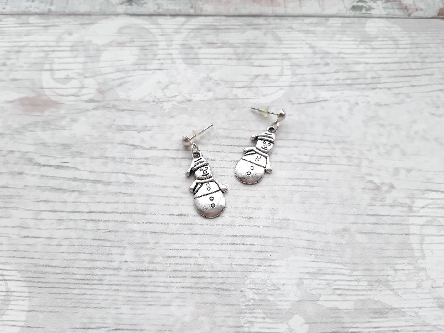 Snowman earrings, christmas earrings, charm earrings, christmas jewellery, xmas jewelry, stocking filler, secret santa, gifts for her