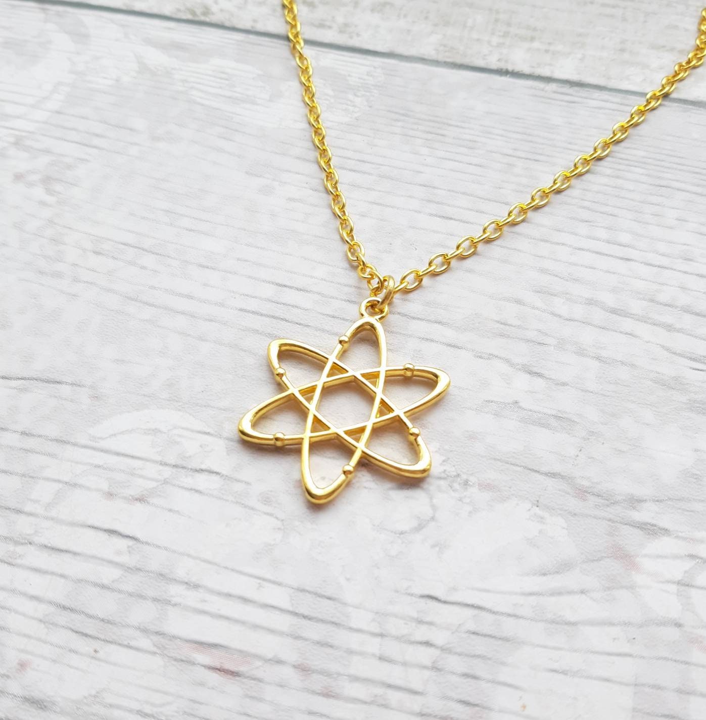 atom necklace, science jewellery, chemistry jewelry, geeky present, graduation gift, molecule necklace, physics necklace, electron charm
