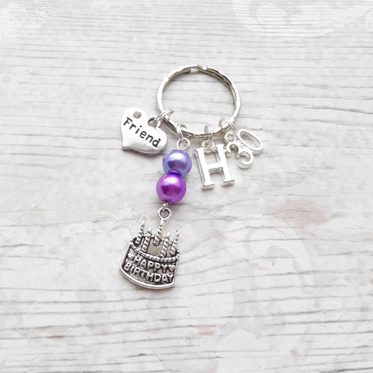 birthday keyring, happy birthday bag charm, personalised bagcharm, 18th 16th sweet sixteen keychain, 21st birthday, 30th birthday, 50th 60th