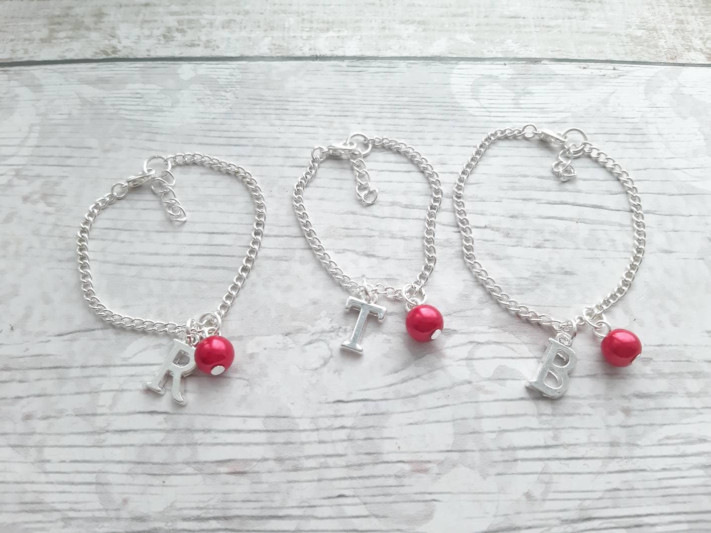 initial bracelet, personalised letter jewellery, flowergirl jewellery, bridesmaid gift, thankyou jewelry, bridal jewelry, maid of honor gift