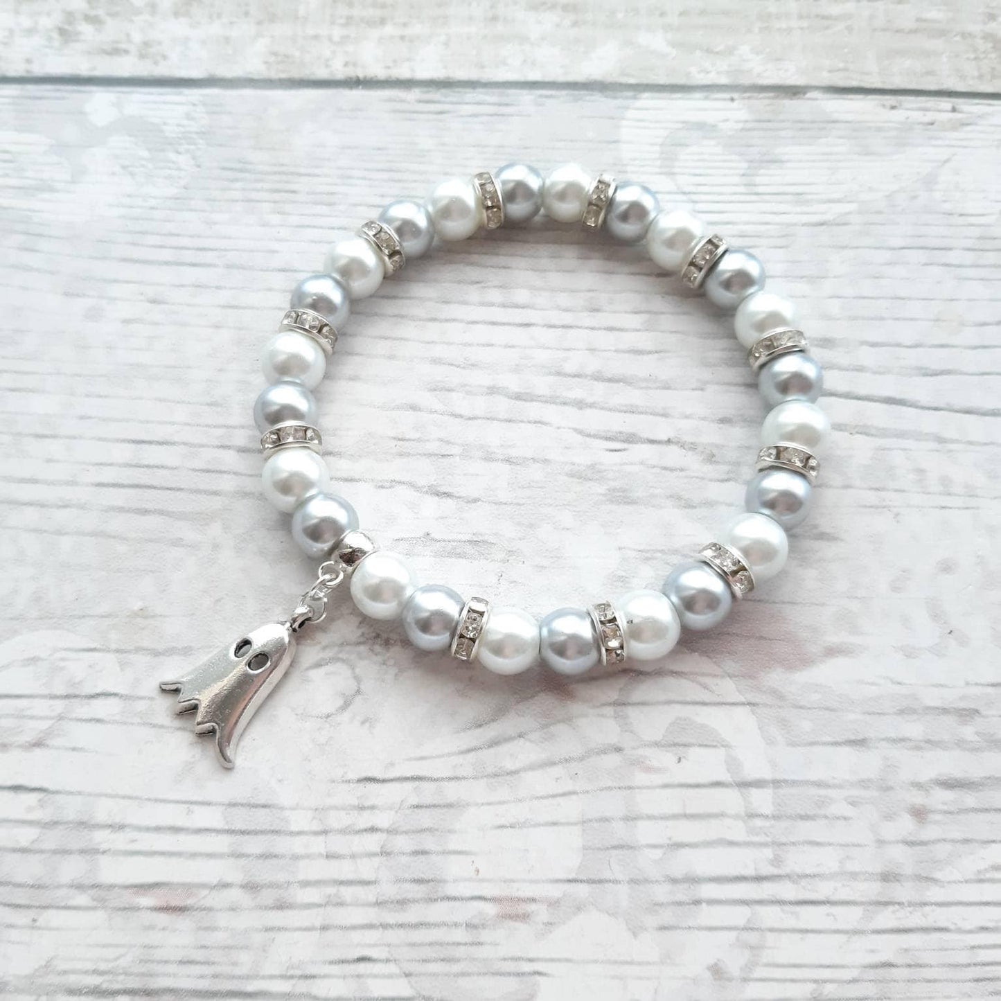 ghost bracelet, spooky bracelet, Halloween jewellery, gothic jewelry, friendly ghost present, boo costume gift