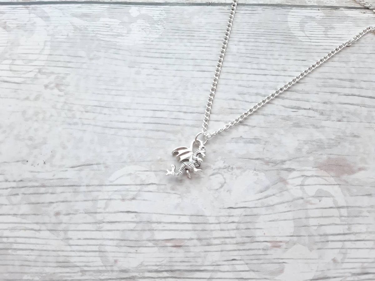 Dragon necklace, fantasy jewellery, initial necklace, medievial jewelry, dragon lover, viking necklace, gothic present, Celtic gift