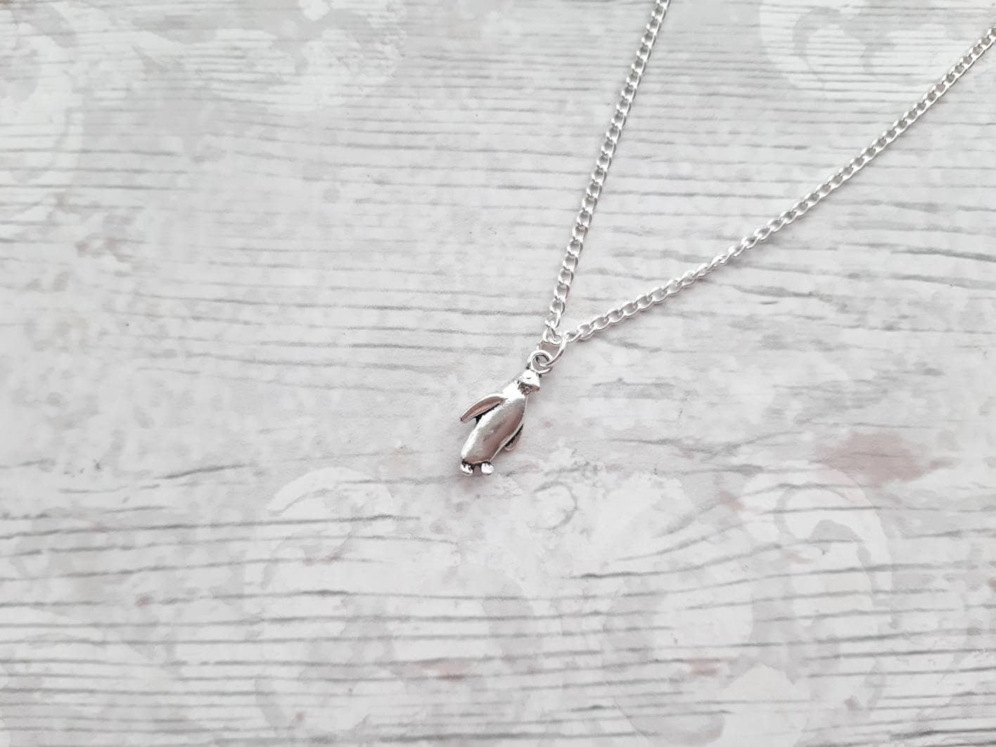 penguin necklace, initial necklace, animal jewellery, penguin lover gift, gifts for girls, present for her, letter jewelry