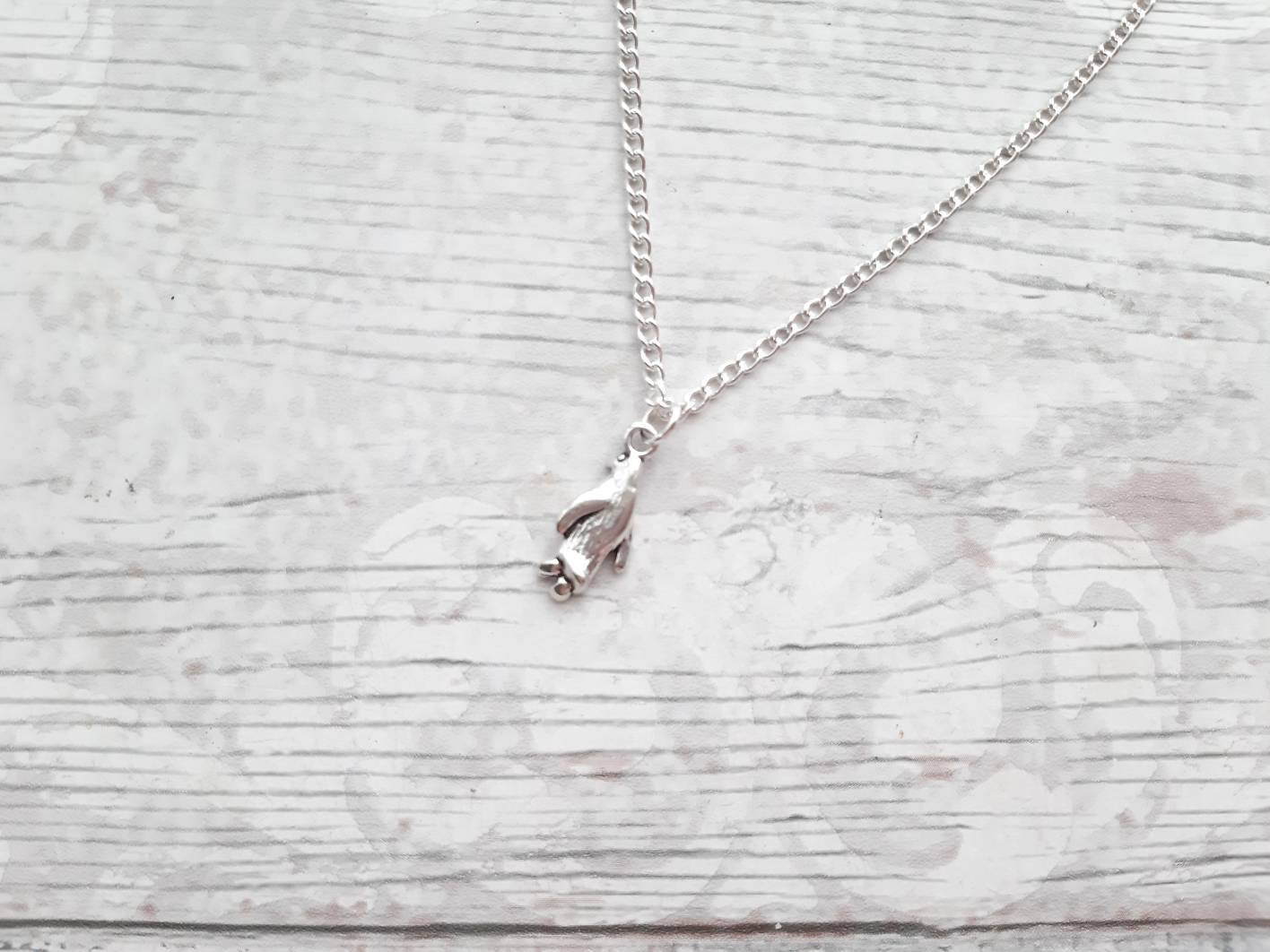 penguin necklace, initial necklace, animal jewellery, penguin lover gift, gifts for girls, present for her, letter jewelry