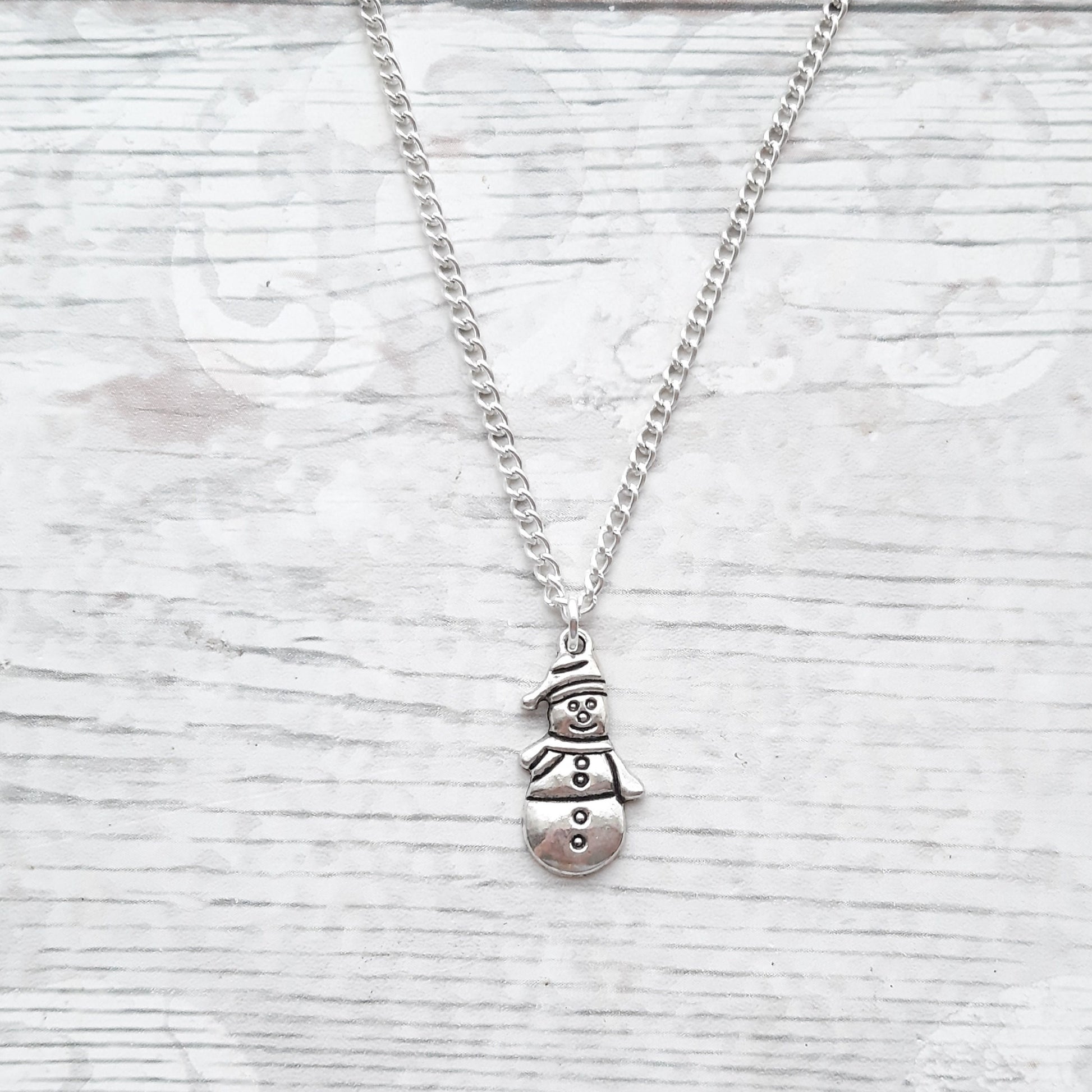 snowman initial necklace, Christmas jewellery, holiday festive necklace, stocking stuffer