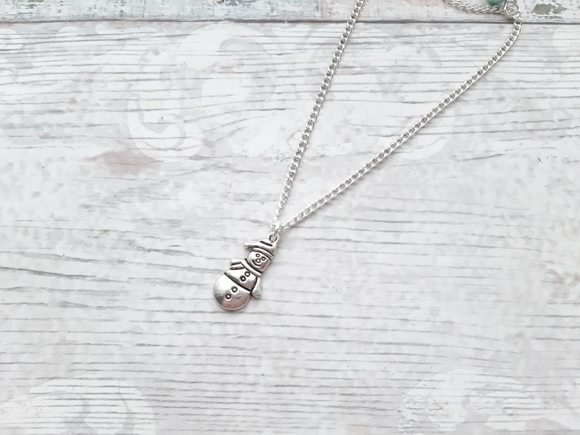 snowman initial necklace, Christmas jewellery, holiday festive necklace, stocking stuffer