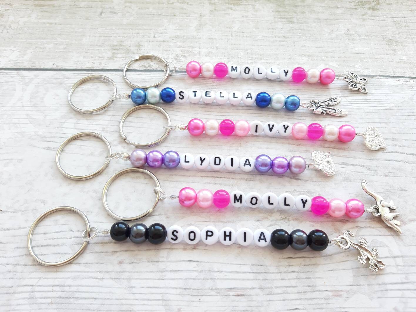 name keyring, named bag charm, personalised keyring, named keyring, back to school, zip tag, coat tag