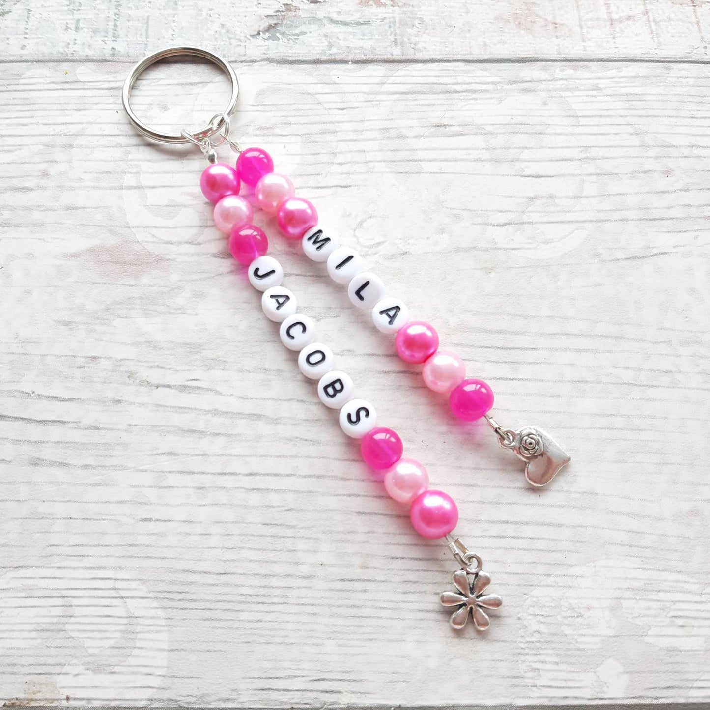 personalised name keyring, personalised bag charm,back to school zip tag, book bag charm, coat zip pull, bag tag