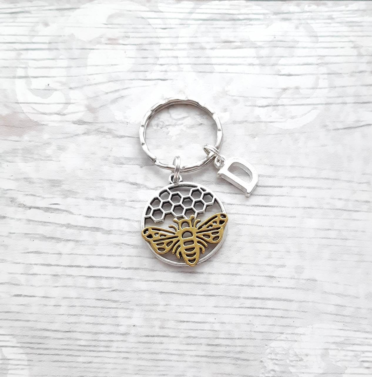 Bee and honey necklace, wasp jewellery, personalised initial jewelry, animal necklace, bee lover