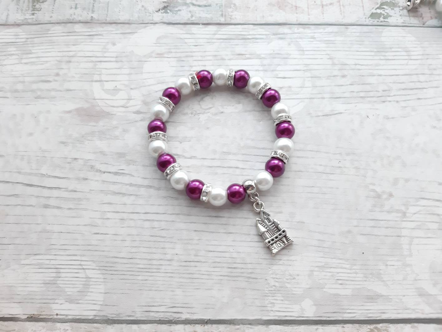 Castle bracelet, princess bracelet, fairy tale jewellery, wedding jewelry, wizard school, magic castle present, bridesmaid gift