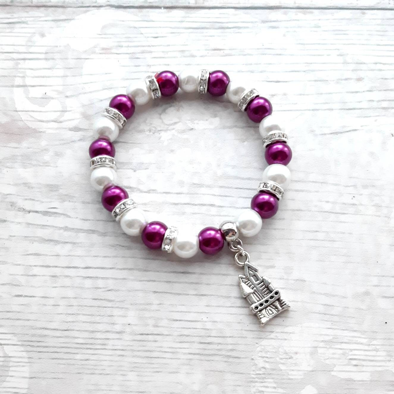 Castle bracelet, princess bracelet, fairy tale jewellery, wedding jewelry, wizard school, magic castle present, bridesmaid gift