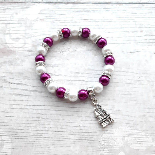 Castle bracelet, princess bracelet, fairy tale jewellery, wedding jewelry, wizard school, magic castle present, bridesmaid gift