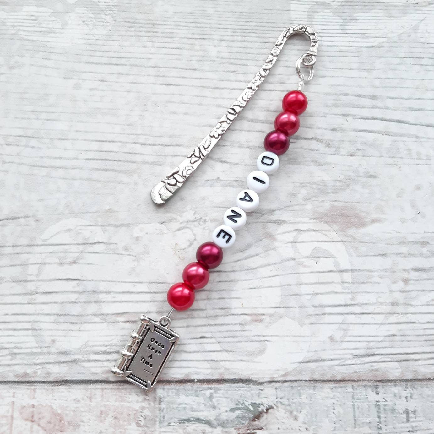 personalised name bookmark, custom bookmark, named page marker, teacher thankyou gift, end of term present, reader gift, beaded bookmark