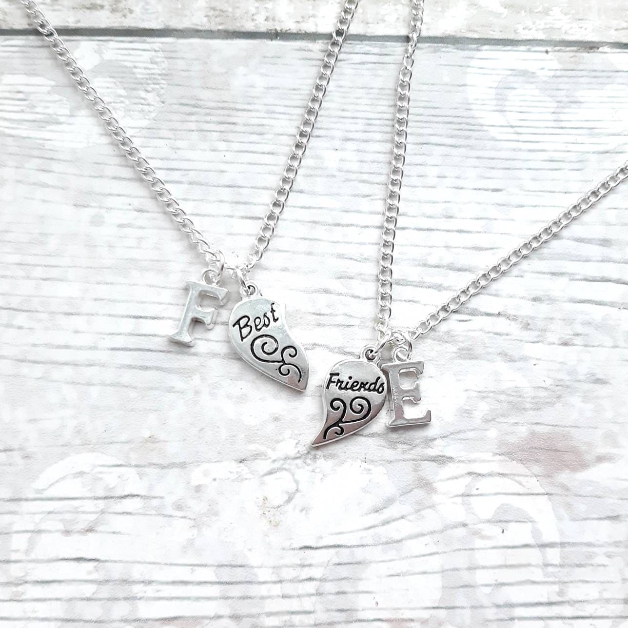 Best friend necklace, set of 2 bff heart necklaces, partners in crime present, friends forever, jewellery gift for friend, birthday present