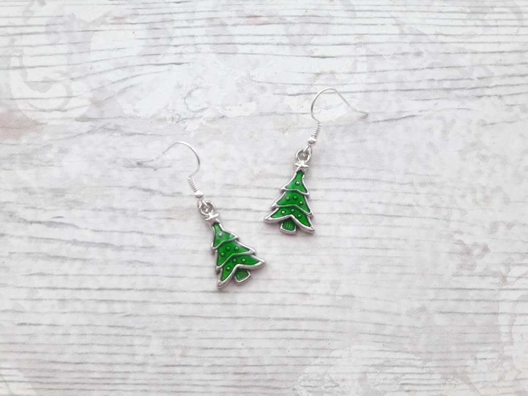 Christmas tree necklace, festive winter jewellery, stocking filler, gifts for kids, secret Santa present, initial necklace