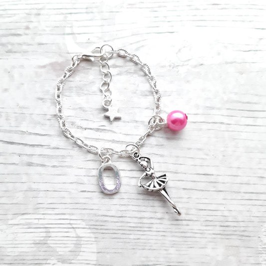 Ballerina bracelet, dancing jewellery, ballet dancer jewelry, personalised present, initial bracelet, gifts for girls, dance recital gift