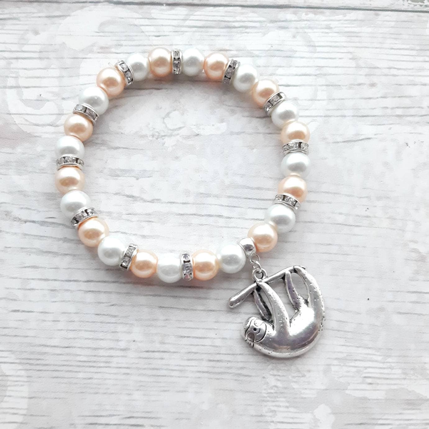 sloth bracelet, sloth lover jewellery, animal jewelry, lazy person present, wildlife rain forest gift