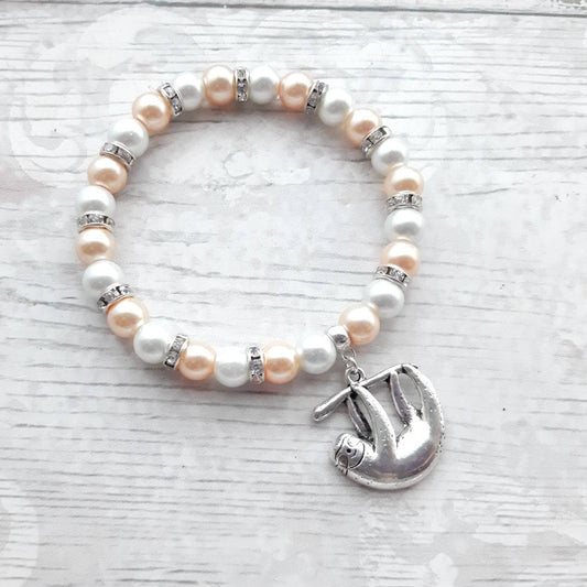 sloth bracelet, sloth lover jewellery, animal jewelry, lazy person present, wildlife rain forest gift