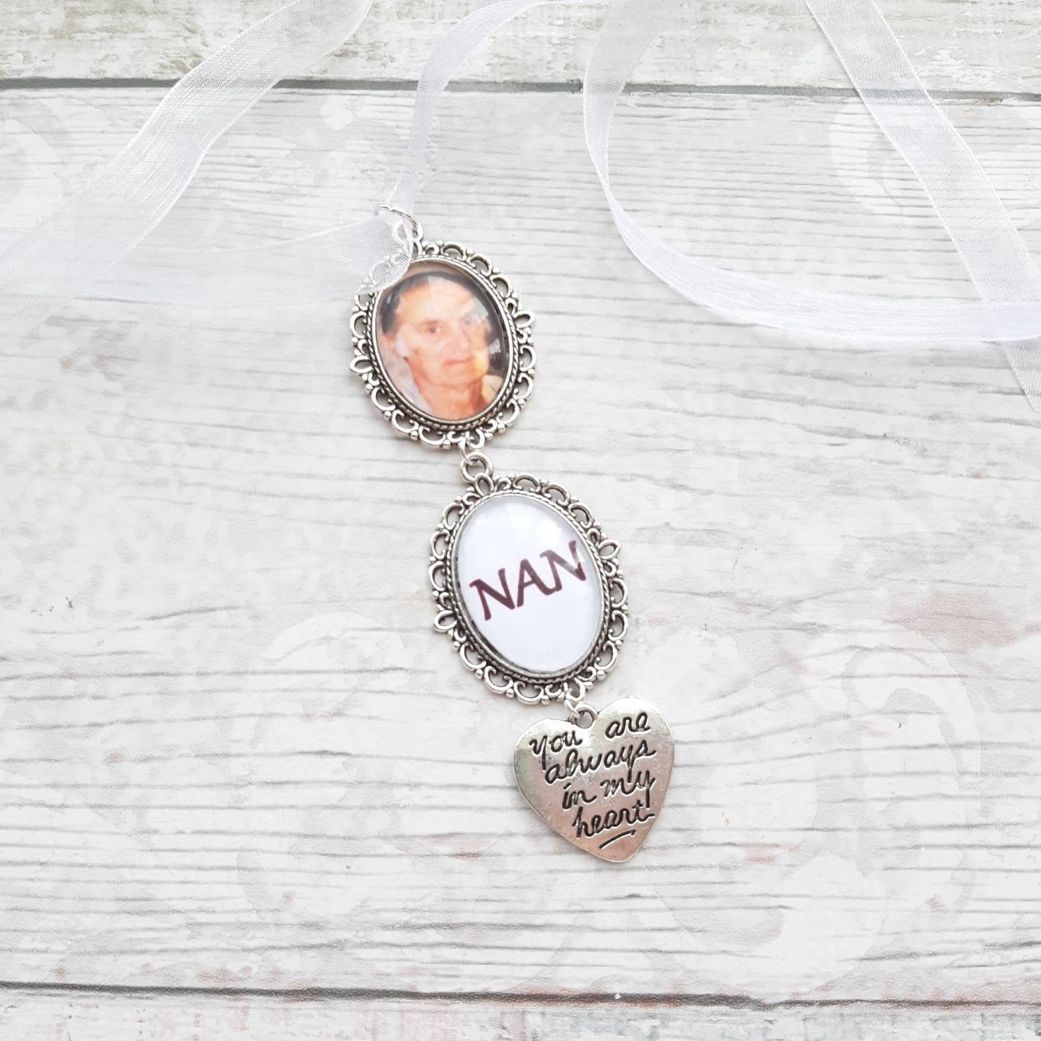 bridal bouquet photo charm, memory charm for wedding flowers, memorial keepsake, custom picture gift for bride, remembrance charm