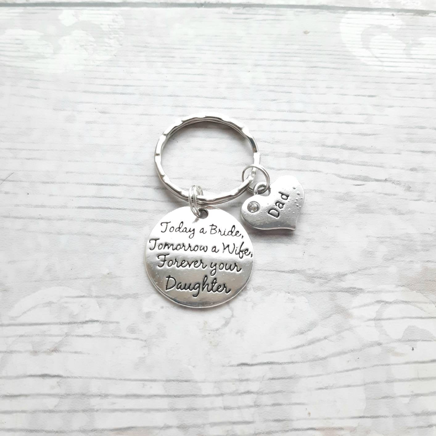 Father of the bride keyring, dad keychain, daddy keepsake, wedding favour, dad daughter thankyou gift, today a bride keyring