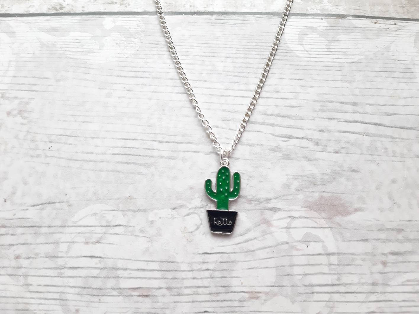 Cactus necklace, cacti pendant, desert jewellery, boho jewelry, summer accessory, plant necklace, mexican jewellery, gifts for kids, present