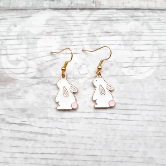 Rabbit earrings, bunny jewellery, easter jewelry, animal lover present, spring earrings, cute gift for girls, hare earrings