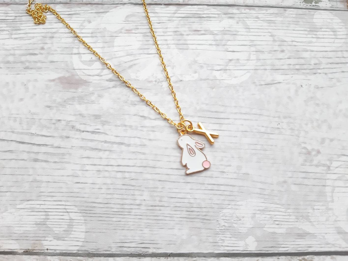 Rabbit necklace, easter jewellery, bunny necklace, easter bunny gift, animal lover present, cute gifts for girls