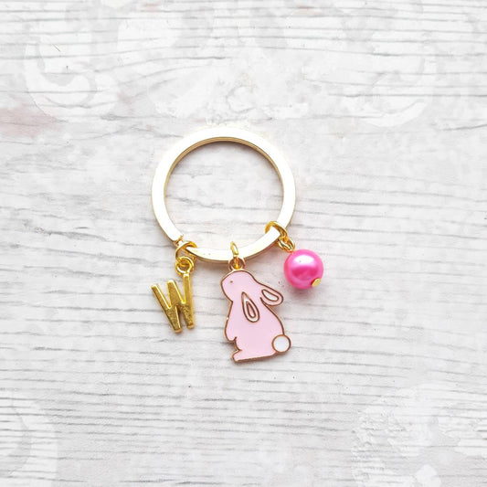 Rabbit keyring, bunny keychain, easter spring accessory, easter bunny gift, animal lover present, cute gifts for girls