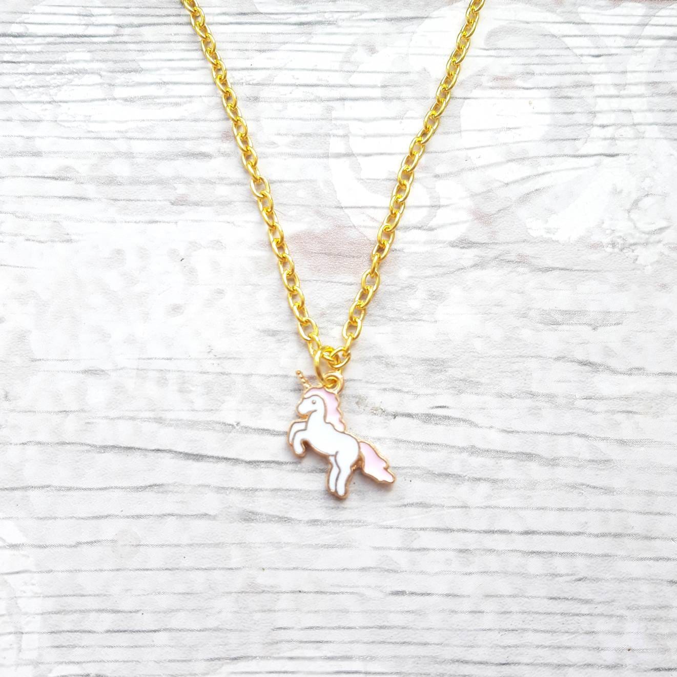 Unicorn necklace, fantasy necklace, personalised initial necklace, animal jewellery, mythical horse gift, little girls present