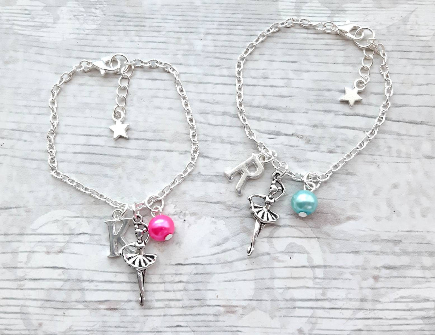 Ballerina bracelet, dancing jewellery, ballet dancer jewelry, personalised present, initial bracelet, gifts for girls, dance recital gift