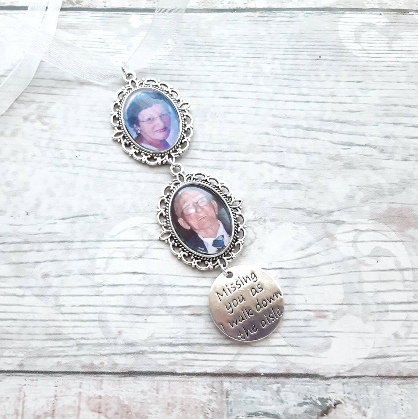 bridal bouquet photo charm, memory charm for wedding flowers, memorial keepsake, custom picture gift for bride, remembrance charm