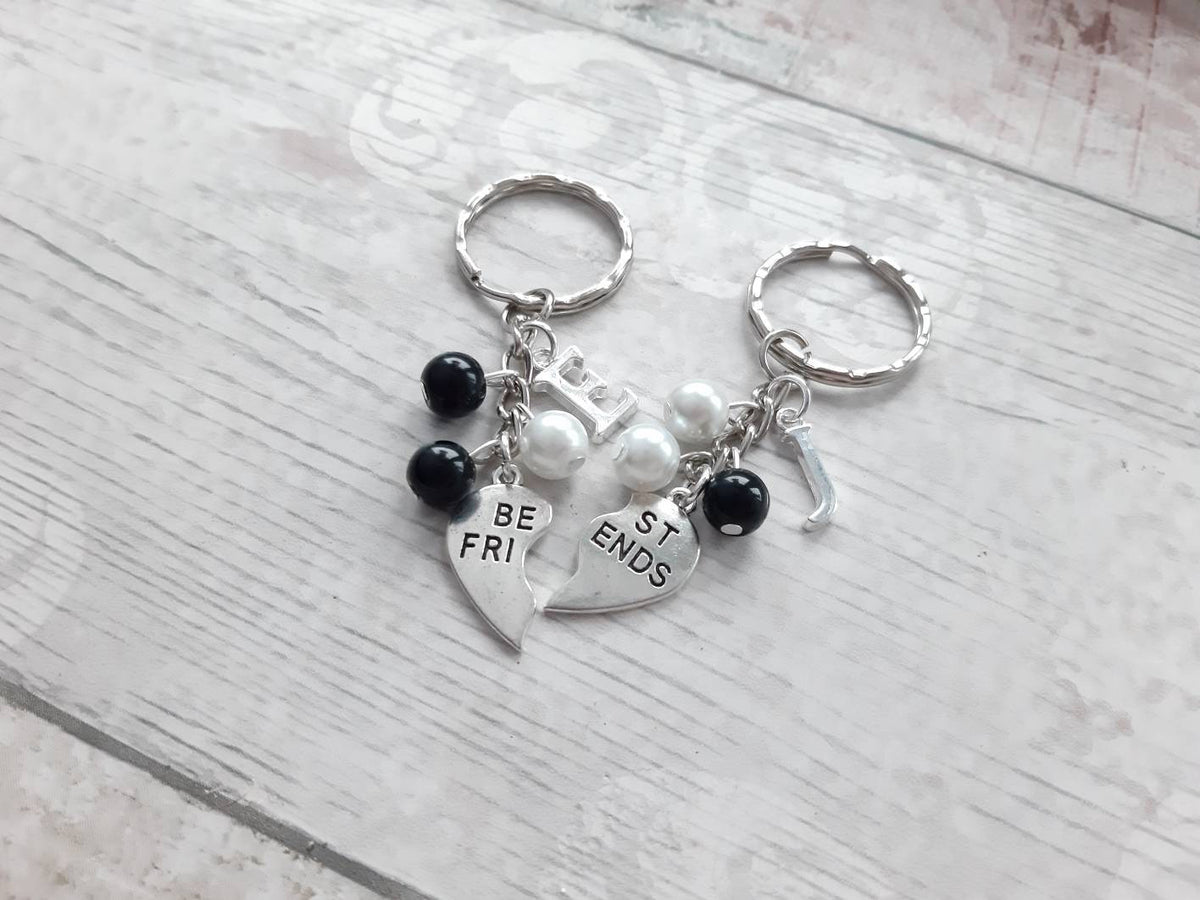 Personalised Best friend keyrings, BFF keychain, friends forever bagcharm, matching keyrings, partners in crime keyring, gifts for friends