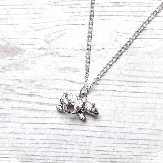 Bear necklace, personalised initial jewelry, animal necklace, bear lover present, mothers day, gift for mum
