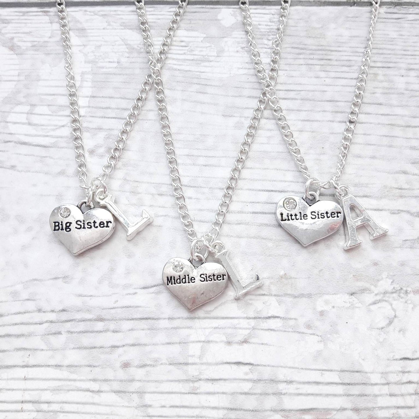 sister necklace, Set of 3 necklaces, sister jewellery, partners in crime jewelry, big sister, little sister and middle sister necklaces