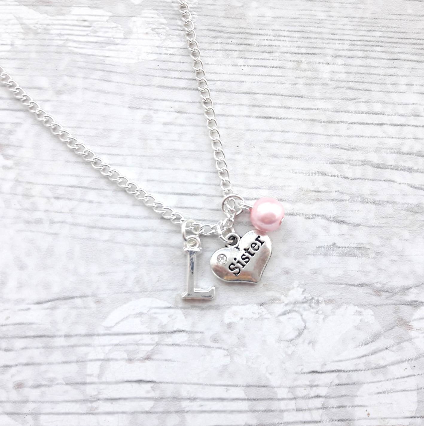 Big sister necklace, initial necklace, best friend jewellery, gift for sibling, little sister present, friendship jewelry