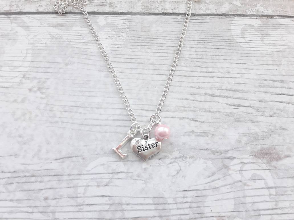 sister necklace, initial necklace, best friend jewellery, gift for sister, big sister present, friendship jewelry, sibling gift
