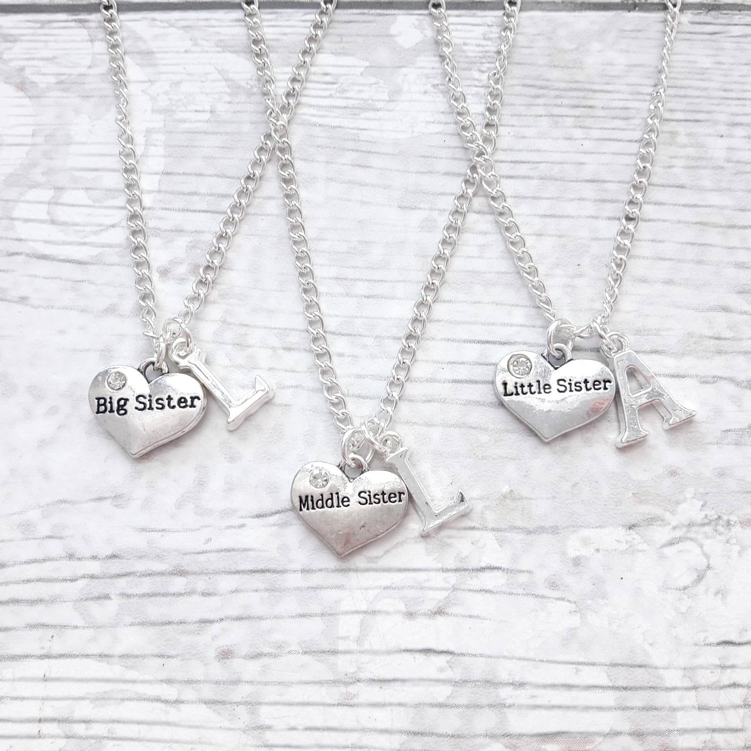 sister necklace, initial necklace, best friend jewellery, gift for sister, big sister present, friendship jewelry, sibling gift