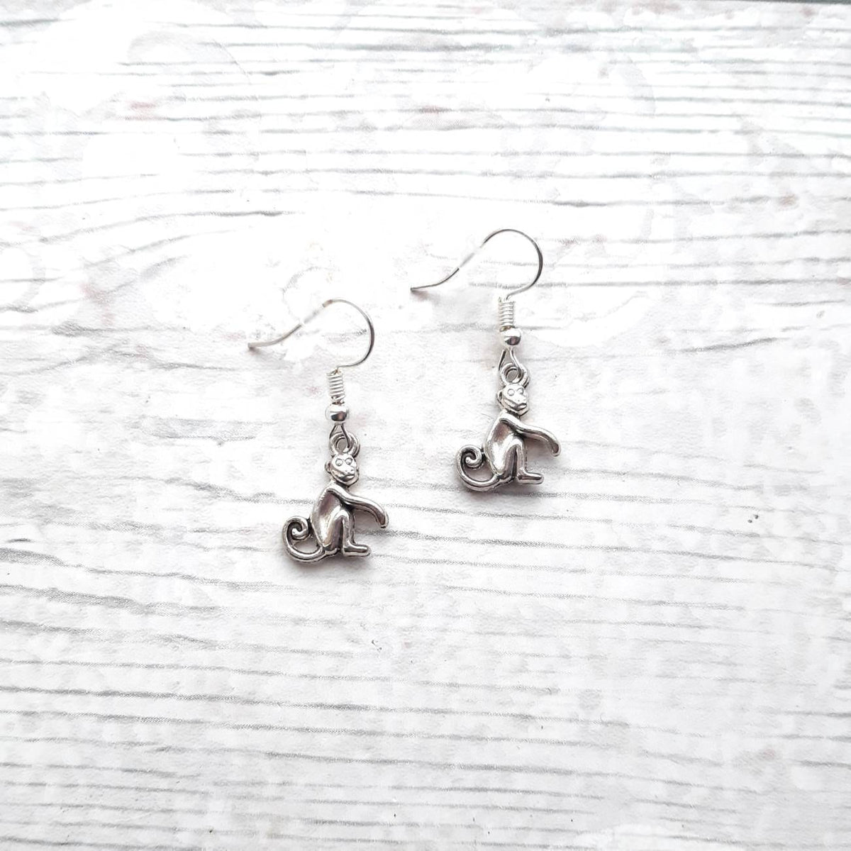 monkey earrings, capuchin jewellery, zoo animal earrings, jungle lover gift