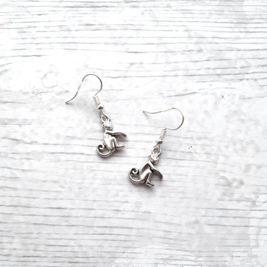 monkey earrings, capuchin jewellery, zoo animal earrings, jungle lover gift