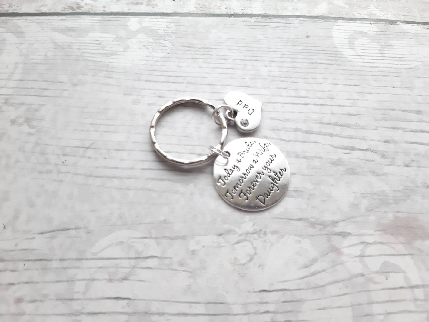 Father of the bride keyring, dad keychain, daddy keepsake, wedding favour, dad daughter thankyou gift, today a bride keyring