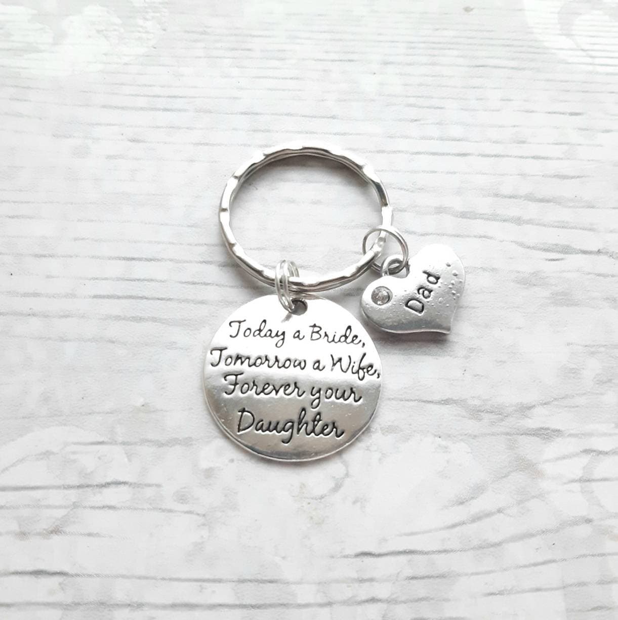 Father of the bride keyring, dad keychain, daddy keepsake, wedding favour, dad daughter thankyou gift, today a bride keyring