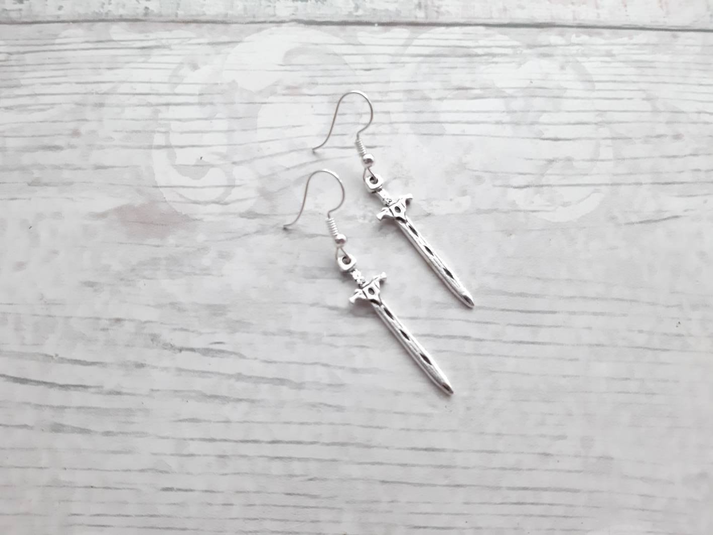 Sword earrings, dagger jewellery, medieval jewellery, goth gift, viking earrings